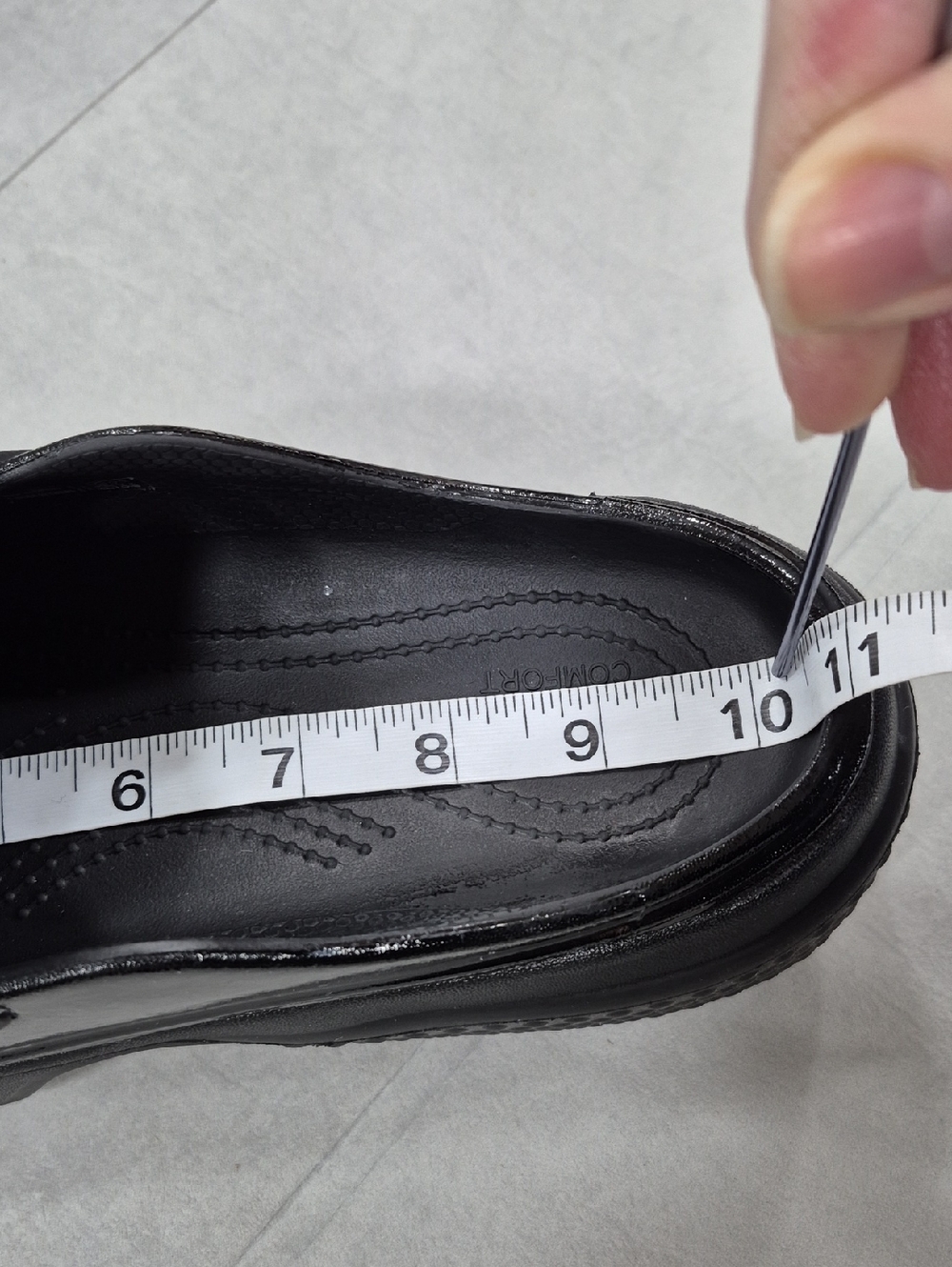 Crocs Stomp platform penny loafer mules women's 9 black super shiny chunky Y2K - Picture 13 of 14